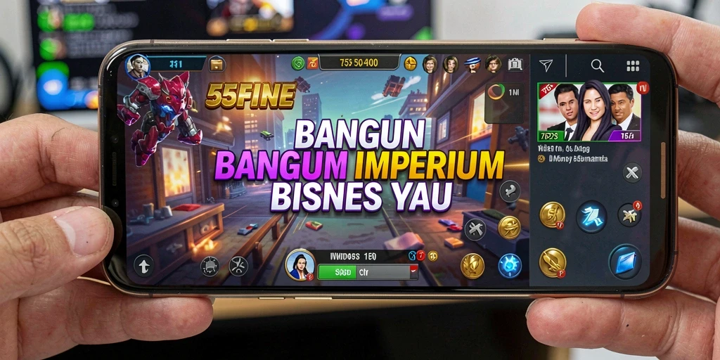 Screenshot utama 55FIVE menampilkan aktivitas bisnis yang dinamis.