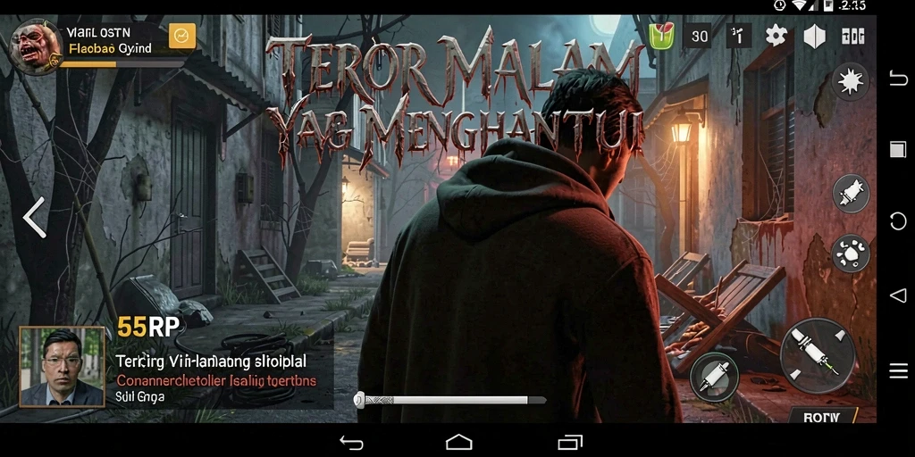 Screenshot gameplay 55RP menunjukkan suasana mencekam dan penuh ketegangan.