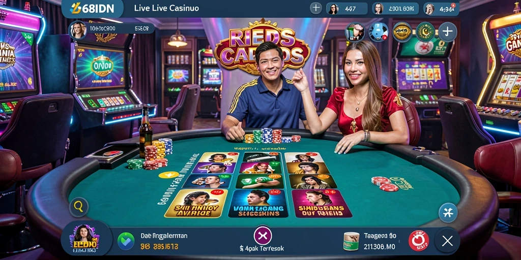 Screenshot permainan Live Casino dengan dealer profesional di 68IDN.