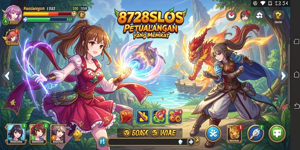 Screenshot gameplay yang menampilkan karakter Anime beraksi.