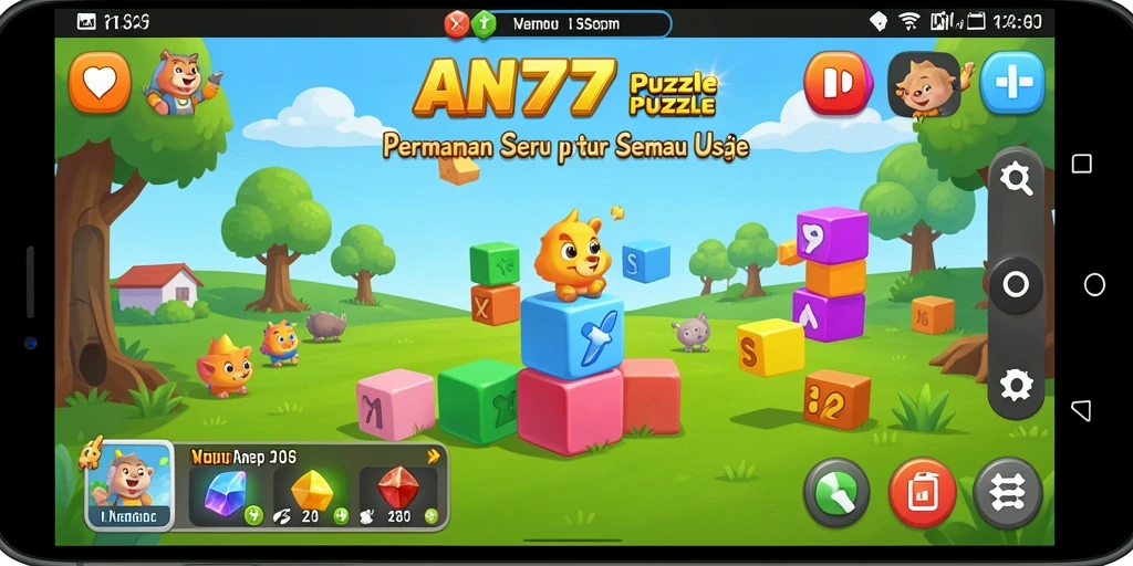 Tangkapan layar menunjukkan gameplay seru AN777 dengan tantangan puzzle yang menarik.