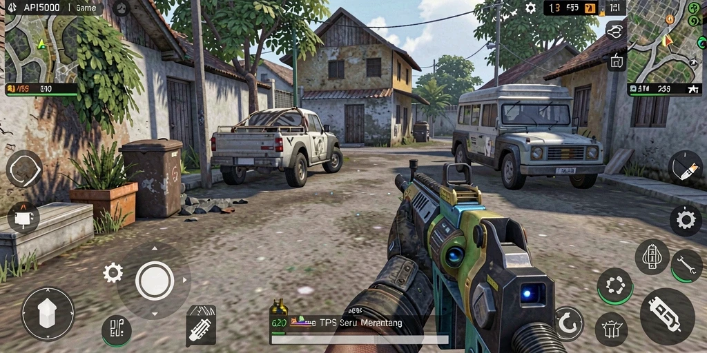 Screenshot utama API5000 menunjukkan aksi intens gameplay TPS yang mendebarkan.