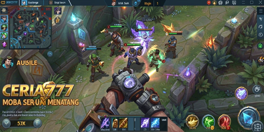 Gameplay aksi intens dalam CERIA777 dengan karakter yang beragam.