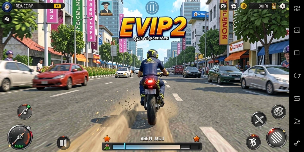 Tampilan menarik dari gameplay balap EVIP2 yang adrenalinnya menggugah semangat.