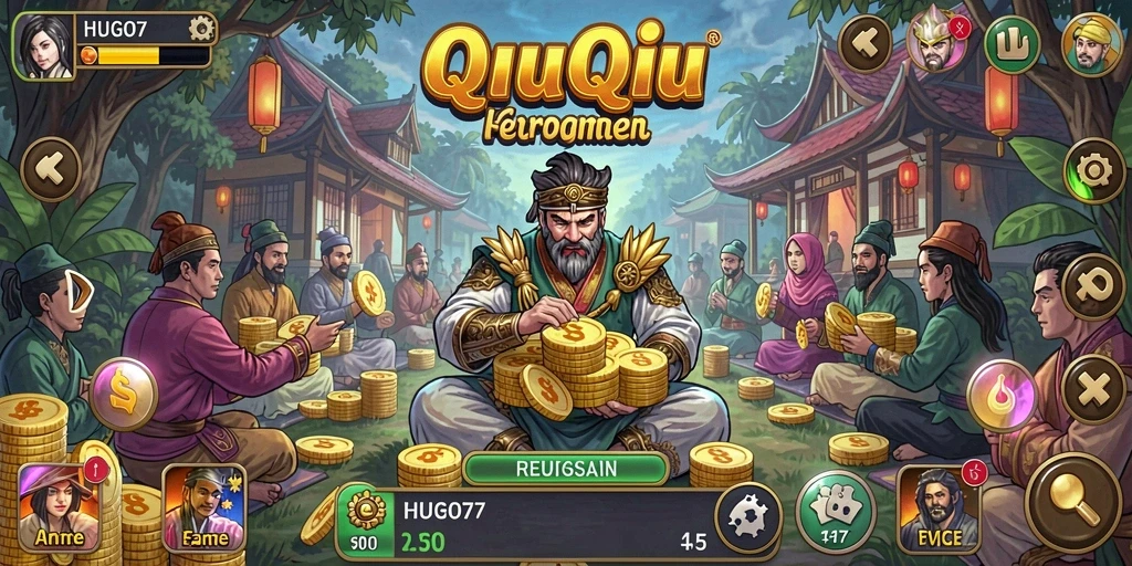 Screenshot gameplay QiuQiu di HUGO77 yang menampilkan keseruan permainan.