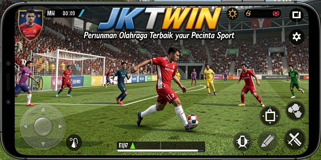 Tampilan gameplay menarik dalam JKTWIN saat bertanding dalam olahraga.