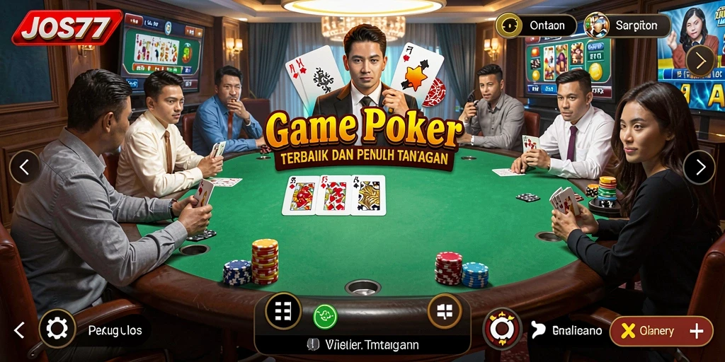 Screenshot JOS77 menampilkan pemain yang intens dalam permainan Poker.