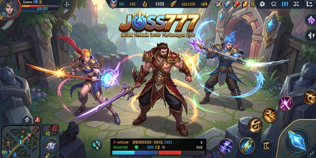 Screenshot JOSS777 menampilkan pertarungan seru antara karakter heroik.