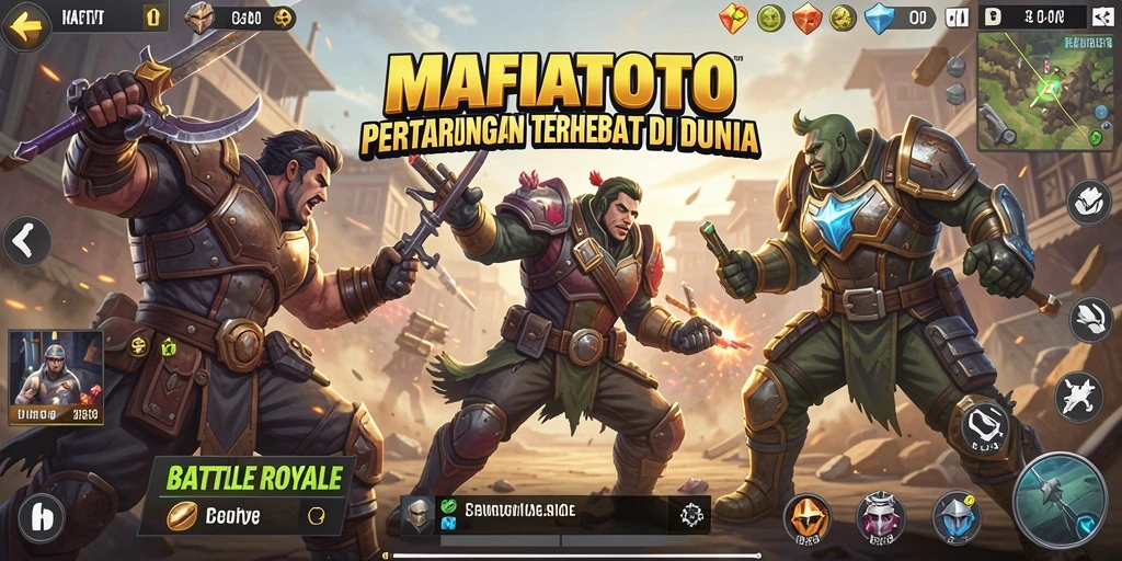 Screenshot gameplay seru MAFIATOTO dalam pertempuran Battle Royale.