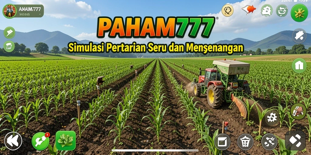 Screenshot dari gameplay seru di PAHAM777 dengan aktivitas bertani.