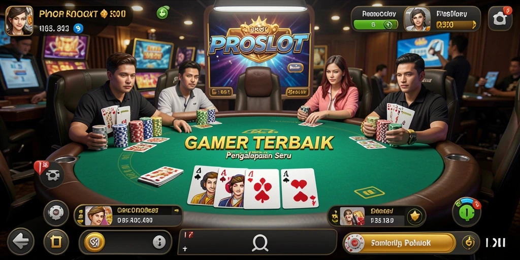 Screenshot tampilan gameplay Poker di PROSLOT yang mendebarkan.