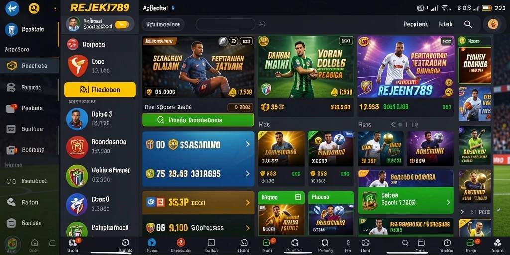 Screenshot utama REJEKI789 dengan visual gameplay taruhan olahraga.