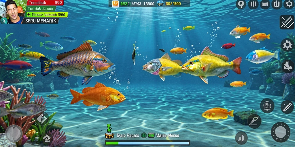 Gameplay menarik S80 dengan ikan berwarna-warni dan senjata memukau.