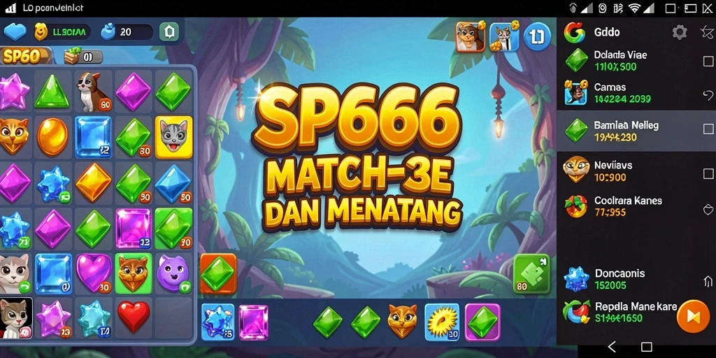 Gameplay seru SP666 dengan elemen warna-warni.