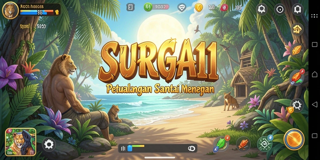 Tampilan gameplay SURGA11 yang ceria dan penuh warna.