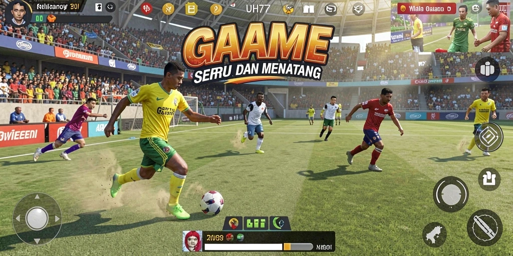 Screenshot gameplay UH77 menunjukkan aksi olahraga yang seru.