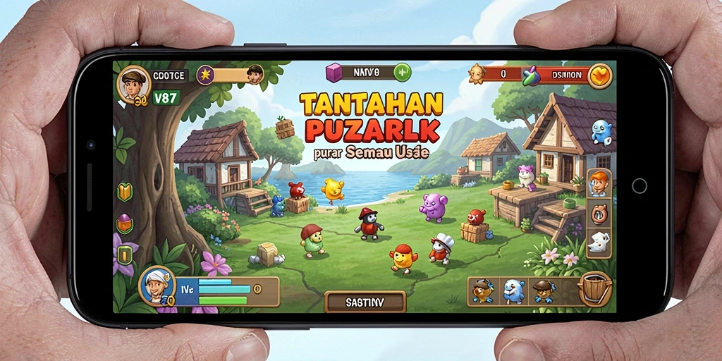 Tampilan gameplay V87 yang penuh warna dan menantang.